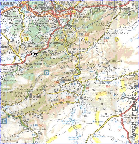 mapa de de estradas Marrocos em frances