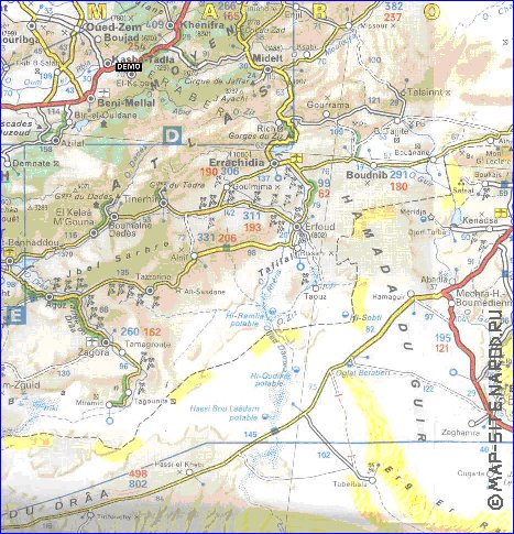 mapa de de estradas Marrocos em frances