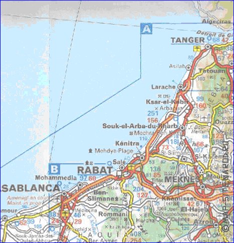 mapa de de estradas Marrocos em frances