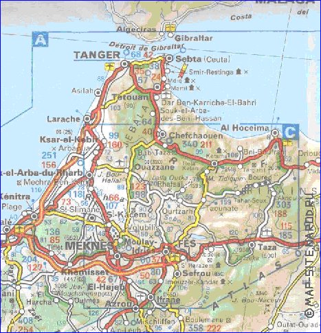 mapa de de estradas Marrocos em frances