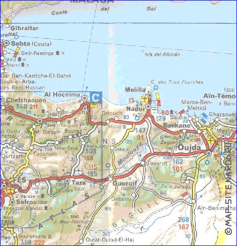 mapa de de estradas Marrocos em frances