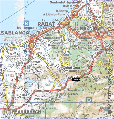 mapa de de estradas Marrocos em frances