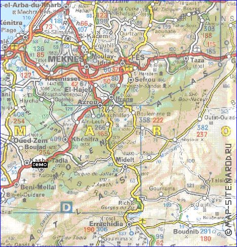 carte de des routes Maroc