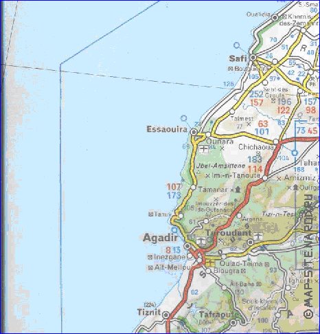 mapa de de estradas Marrocos em frances