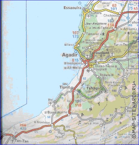 mapa de de estradas Marrocos em frances