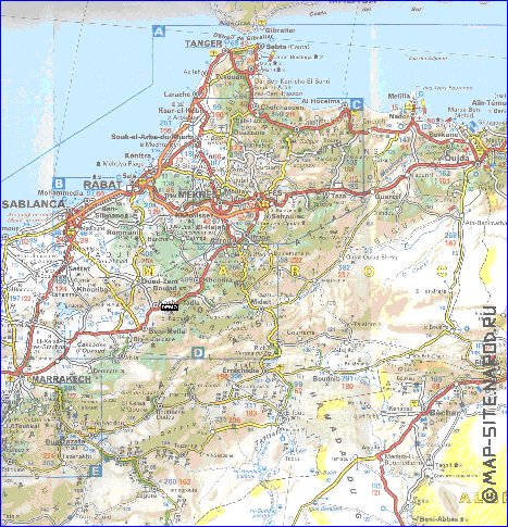 mapa de de estradas Marrocos em frances