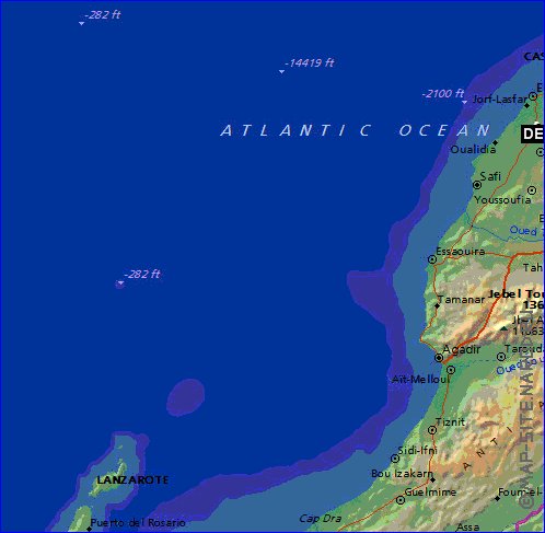 Physique carte de Maroc en anglais