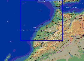 Physique carte de Maroc en anglais