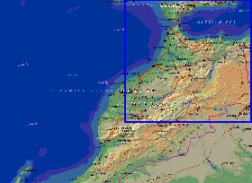 Physique carte de Maroc en anglais