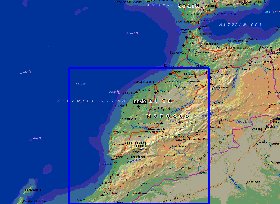 Physique carte de Maroc en anglais