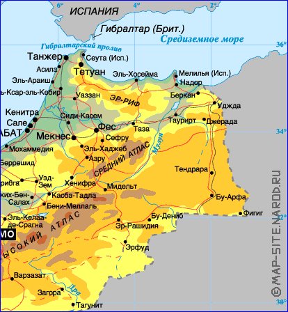 Fisica mapa de Marrocos