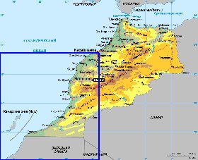 Physique carte de Maroc