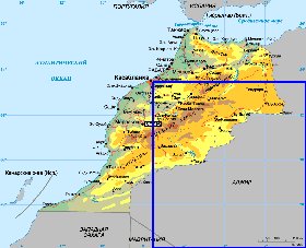 Physique carte de Maroc