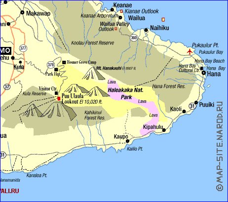 carte de des routes Maui en anglais