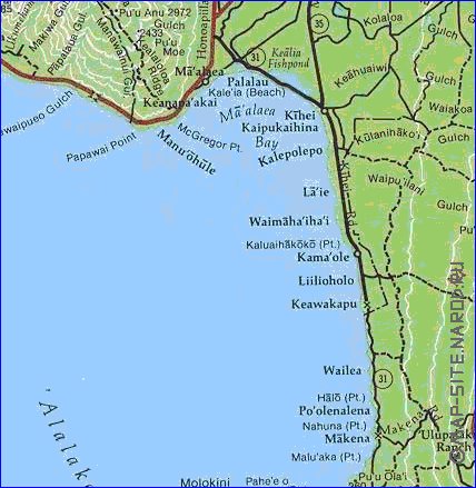 mapa de Maui em ingles