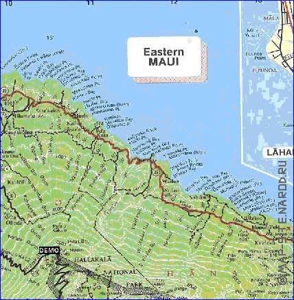 mapa de Maui em ingles