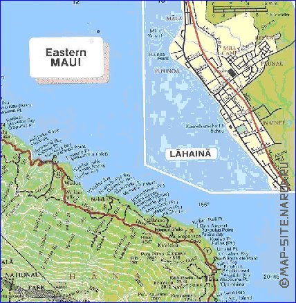 mapa de Maui em ingles