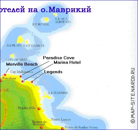 carte de Maurice en anglais