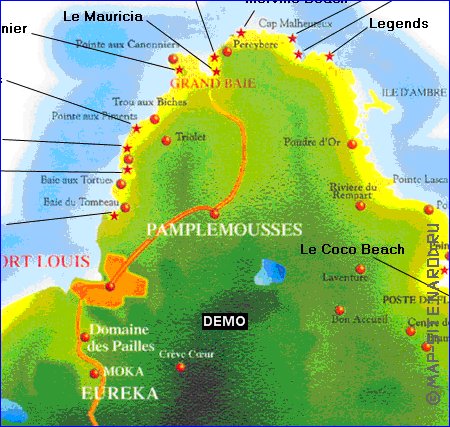 carte de Maurice en anglais