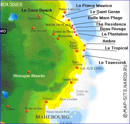 carte de Maurice en anglais