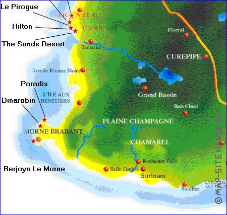 carte de Maurice en anglais