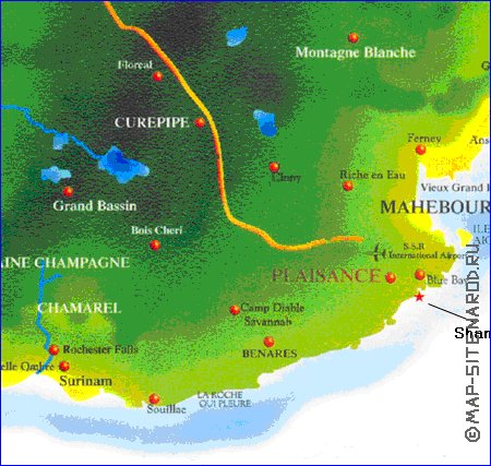 carte de Maurice en anglais