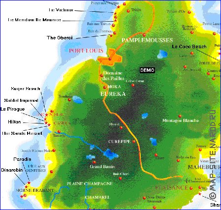 carte de Maurice en anglais