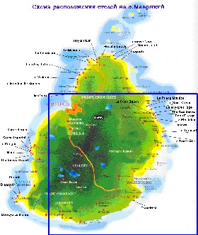 carte de Maurice en anglais