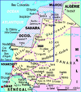 mapa de Mauritania em frances