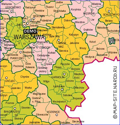mapa de Voivodia da Mazovia