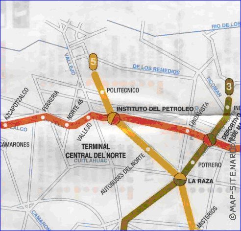 Transporte mapa de Cidade do Mexico