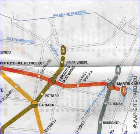 Transporte mapa de Cidade do Mexico