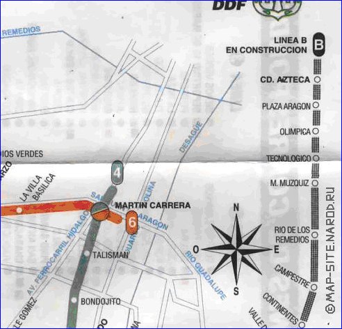 Transporte mapa de Cidade do Mexico