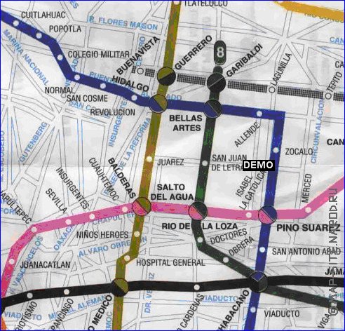 Transporte mapa de Cidade do Mexico