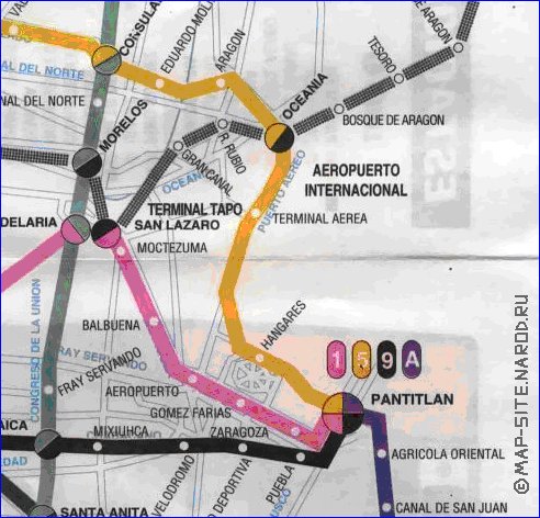 Transporte mapa de Cidade do Mexico