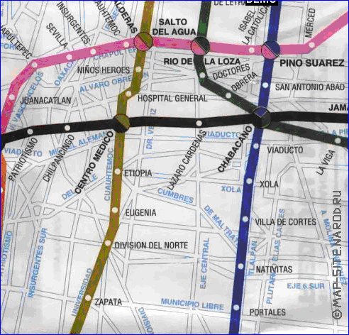 Transporte mapa de Cidade do Mexico