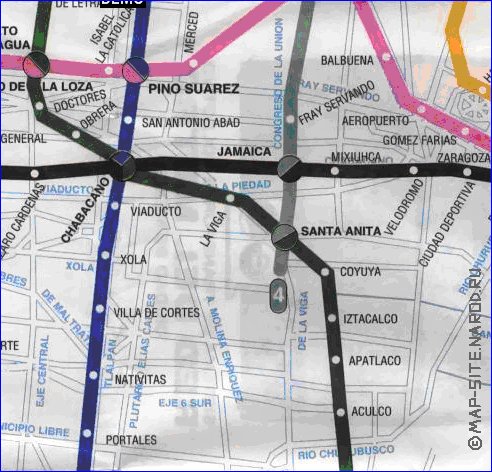 Transporte mapa de Cidade do Mexico