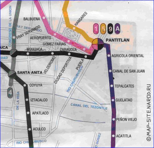 Transporte mapa de Cidade do Mexico