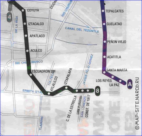 Transporte mapa de Cidade do Mexico