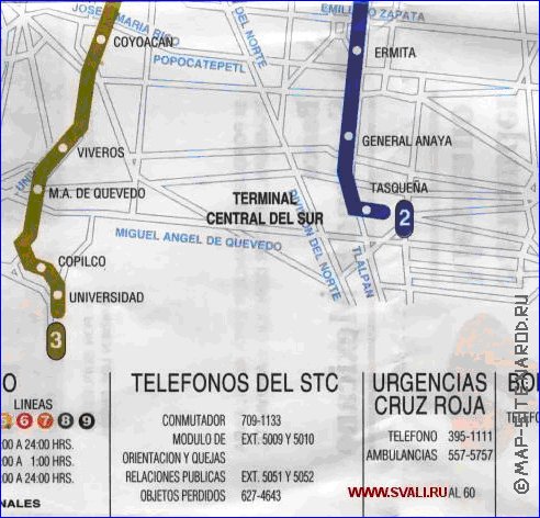 Transporte mapa de Cidade do Mexico