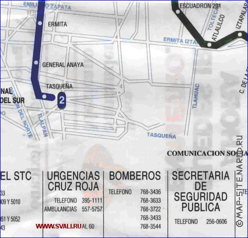 Transporte mapa de Cidade do Mexico