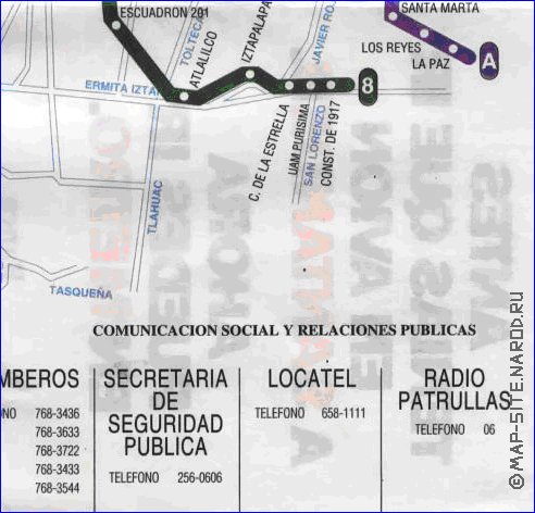 Transporte mapa de Cidade do Mexico