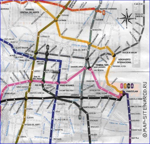 Transporte mapa de Cidade do Mexico