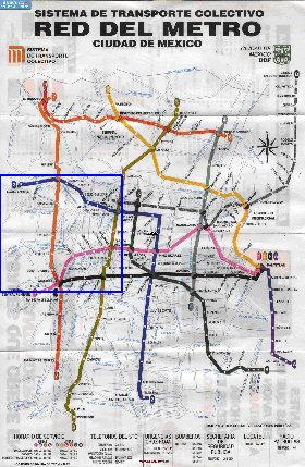 Transporte mapa de Cidade do Mexico