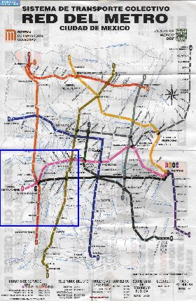 Transporte mapa de Cidade do Mexico