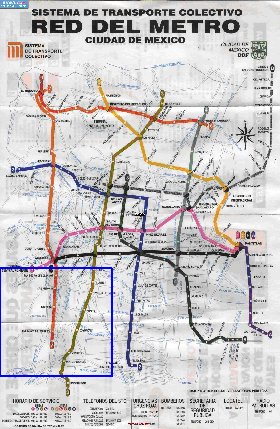 Transporte mapa de Cidade do Mexico