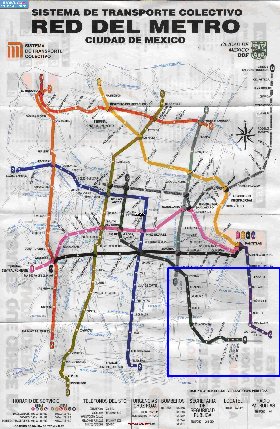 Transporte mapa de Cidade do Mexico