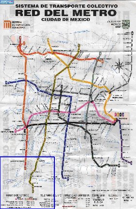 Transporte mapa de Cidade do Mexico