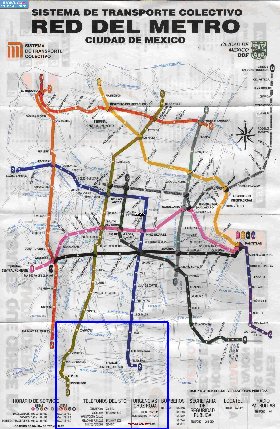 Transporte mapa de Cidade do Mexico