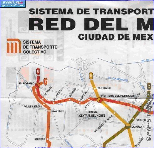 Transporte mapa de Cidade do Mexico